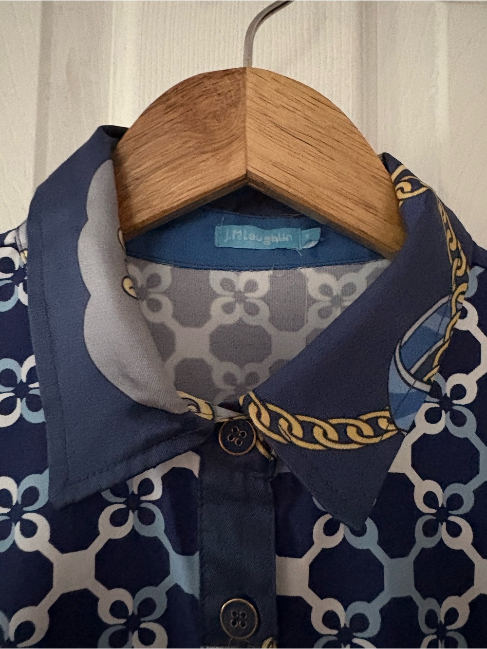 J McLaughlin Navy & Light Blue Elena Geo Print Dress S NWT - Picture 5 of 10